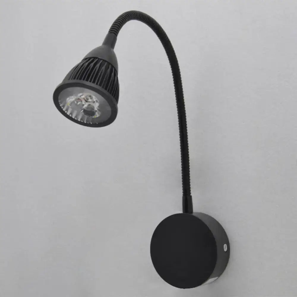 Modern black finish metal shade wall lamp bedroom warm white led