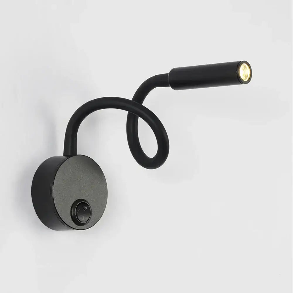 Modern black flexible gooseneck led wall sconces bedroom reading light
