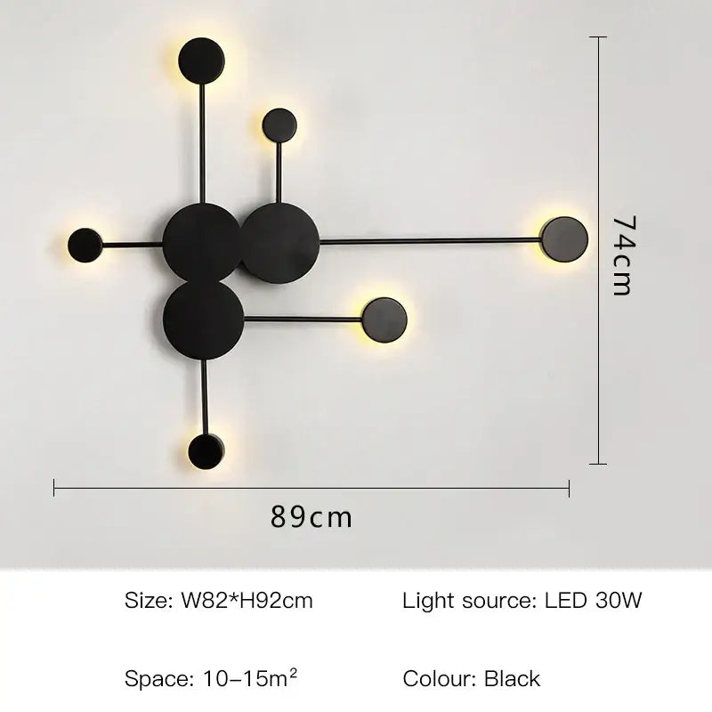 Modern black geometric led wall lamp living room sconce