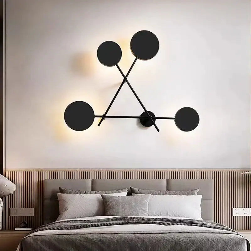 Modern black geometric led wall lamp living room sconce