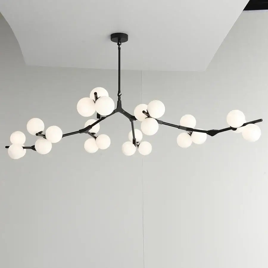 Modern black glass balls led chandelier living room pendant light