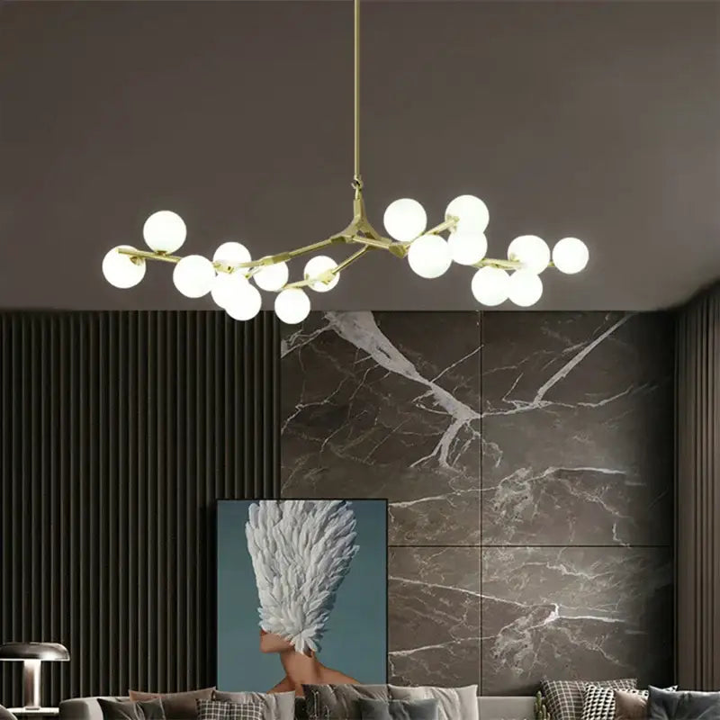 Modern black glass balls led chandelier living room pendant light