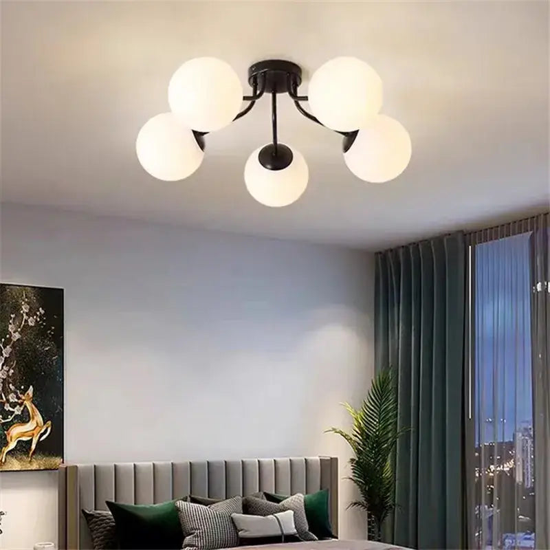 Modern black glass bubble led ceiling light living room