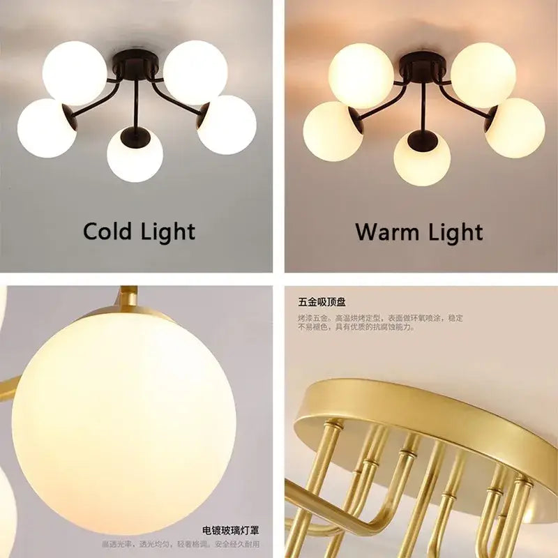 Modern black glass bubble led ceiling light living room