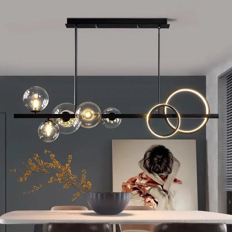 Modern black glass bubble led chandelier dining room pendant light