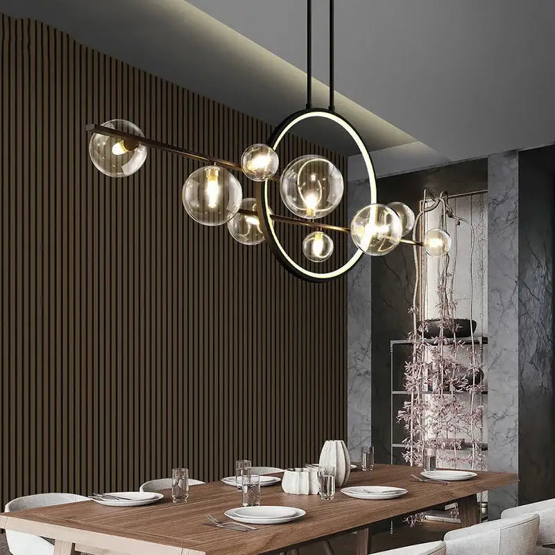 Modern black glass bubble led chandelier dining room pendant light
