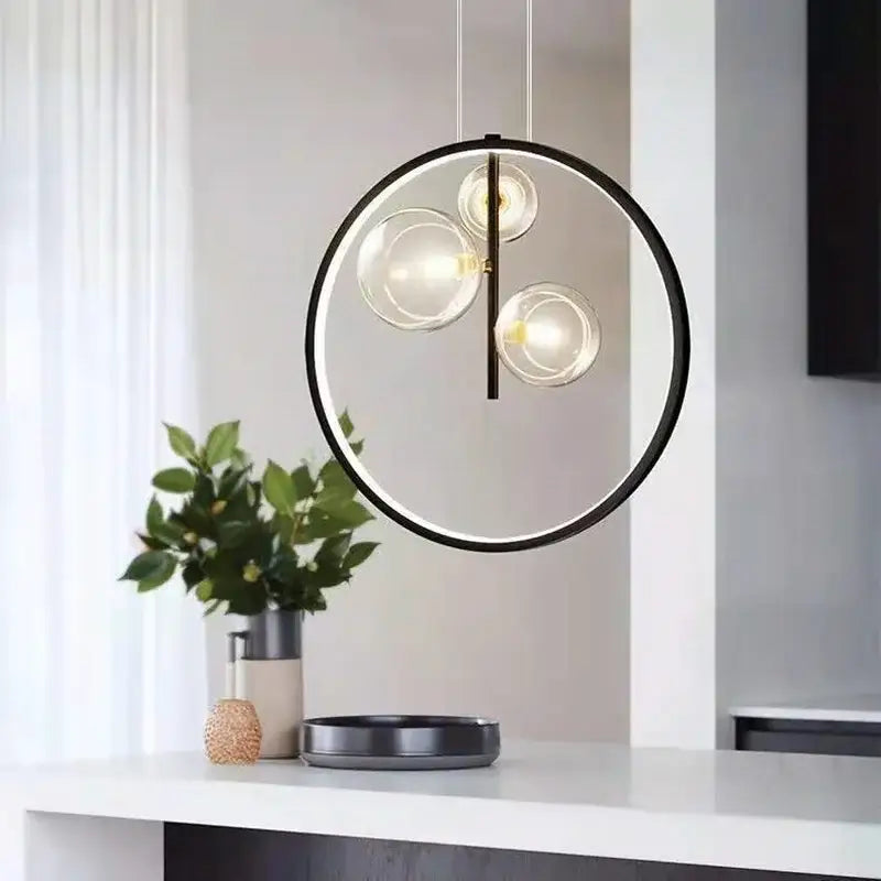 Modern black glass bubble led chandelier dining room pendant light