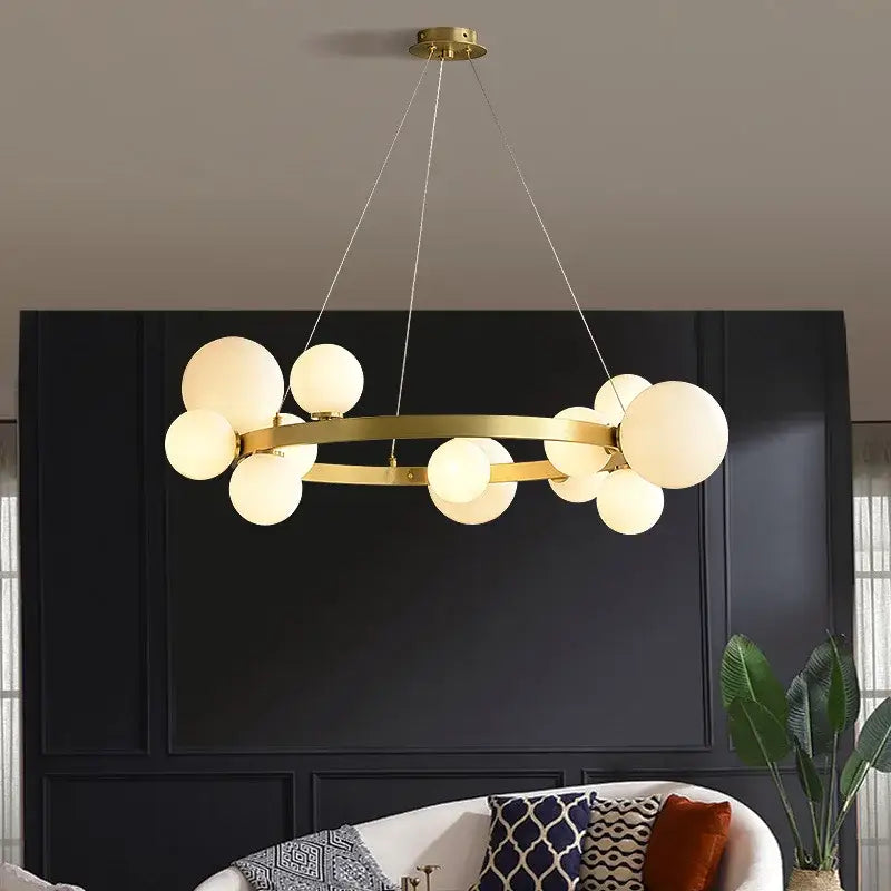 Modern black glass globe pendant light fixture dining room