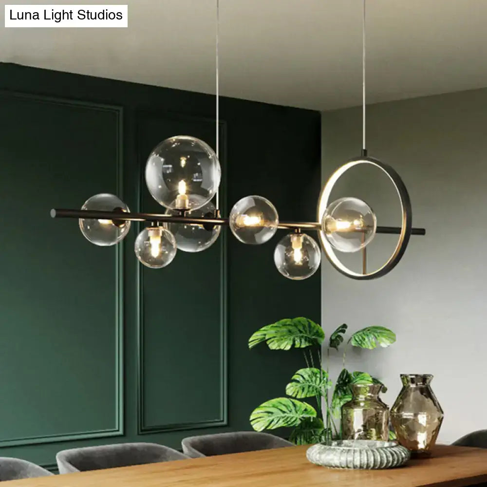 Modern black glass globe pendant light for dining table