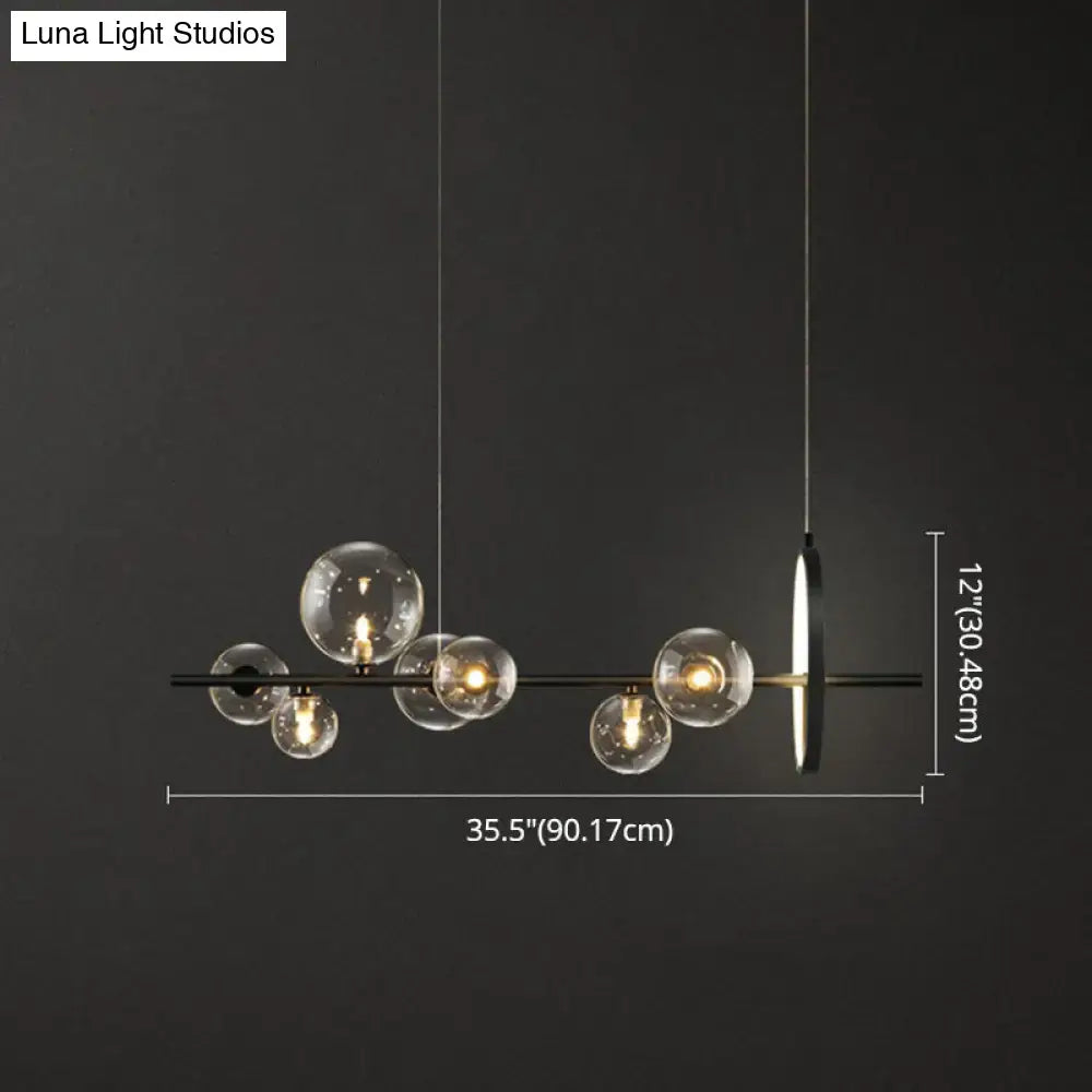 Modern black glass globe pendant light for dining table