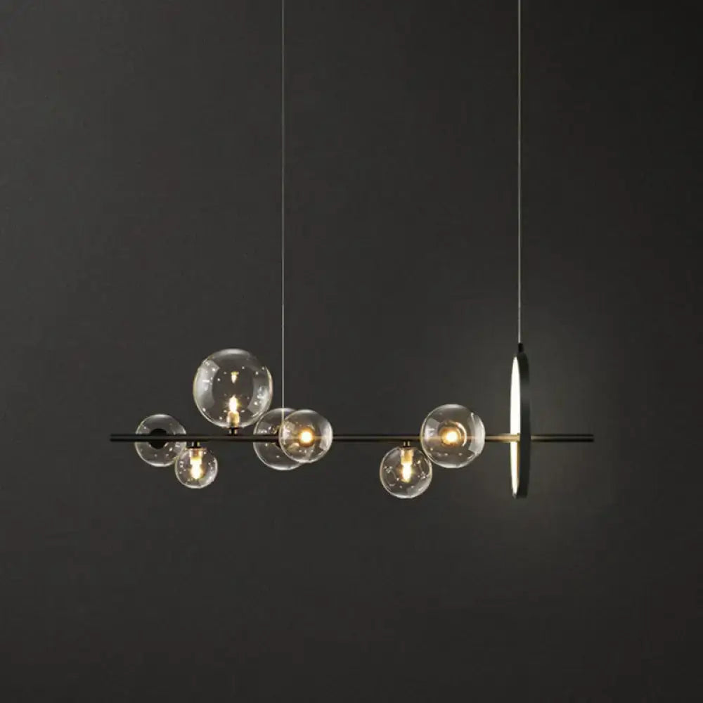 Modern black glass globe pendant light for dining table