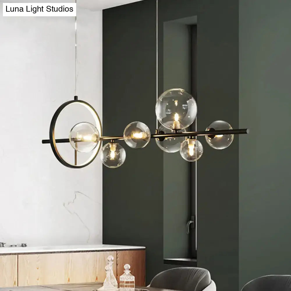 Modern black glass globe pendant light for dining table