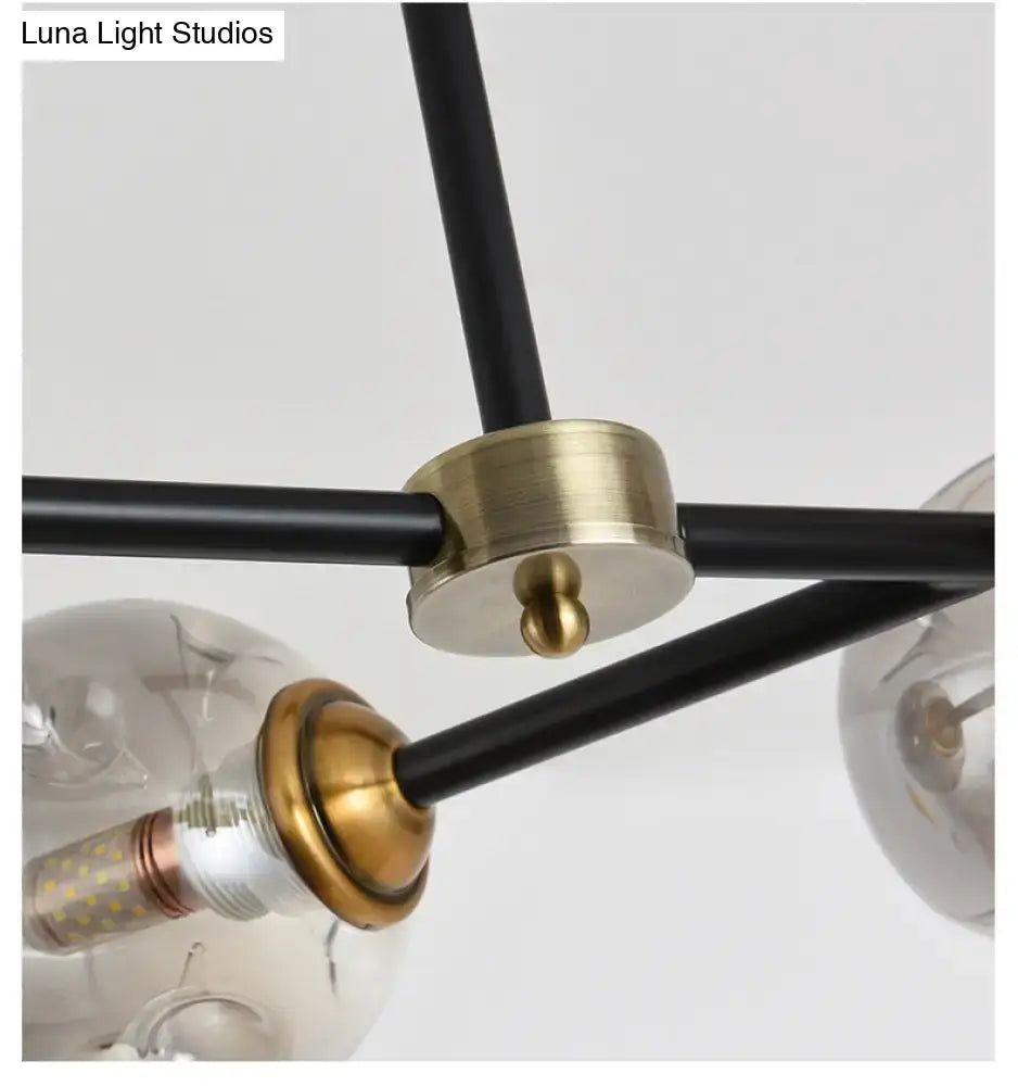 DecorBites™ Modern Black Glass Island Pendant Light with 6 Spherical Lights for Dining Table