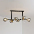 DecorBites™ Modern Black Glass Island Pendant Light with 6 Spherical Lights for Dining Table