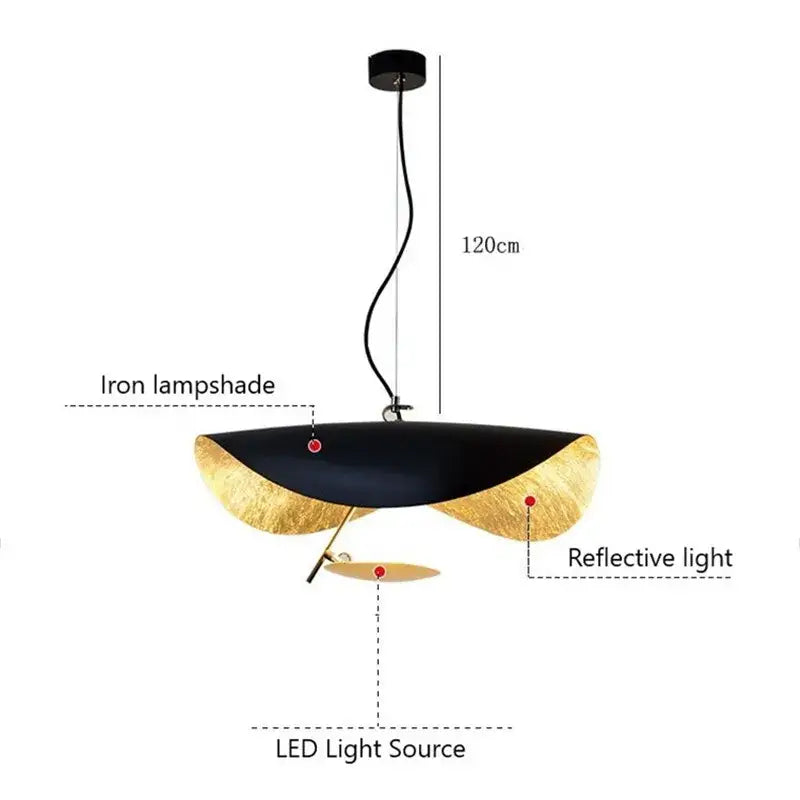 Modern black & gold abstract pendant lamp dining room sculptural design
