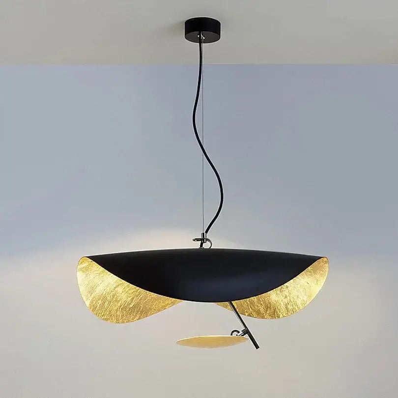 Modern black & gold abstract pendant lamp dining room sculptural design