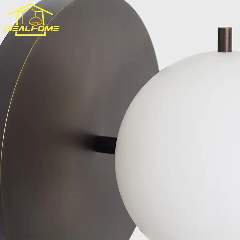 Modern black & gold ball wall lamp bedroom glass sconce