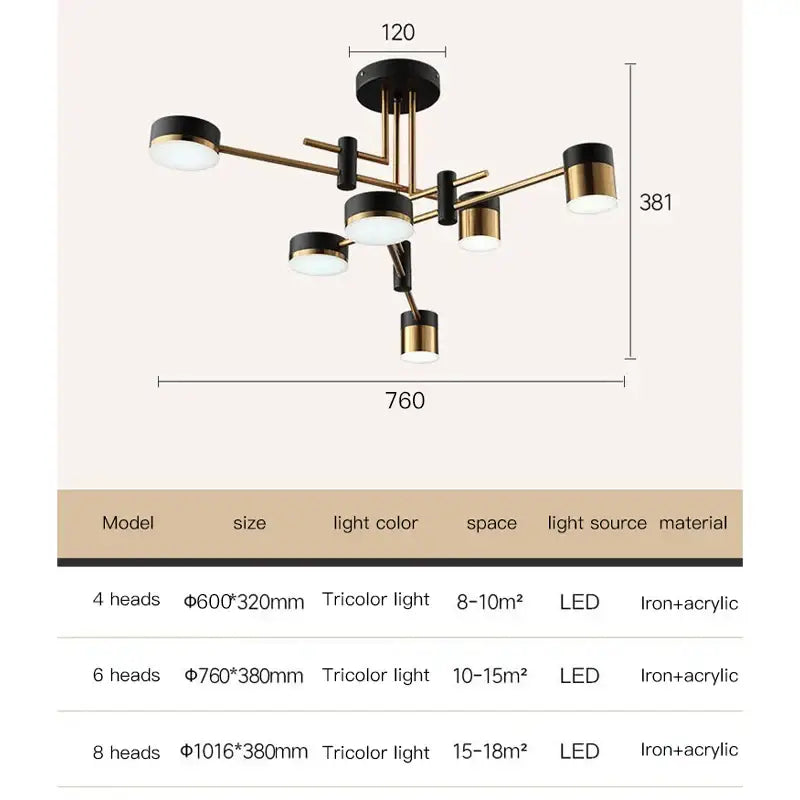 DecorBites™ Black Branch LED Chandelier: Modern Nordic Design for Living Room, Bedroom, Dining Room