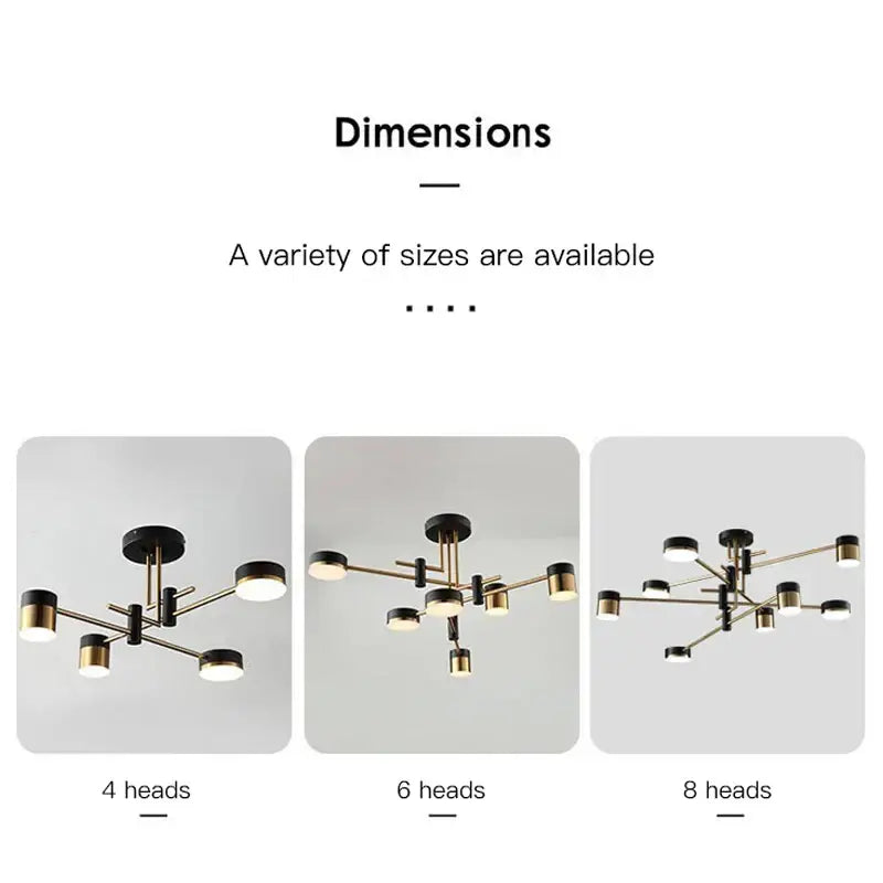 DecorBites™ Black Branch LED Chandelier: Modern Nordic Design for Living Room, Bedroom, Dining Room