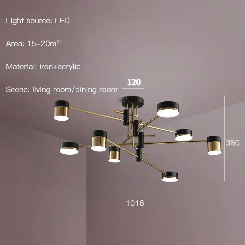 DecorBites™ Black Branch LED Chandelier: Modern Nordic Design for Living Room, Bedroom, Dining Room