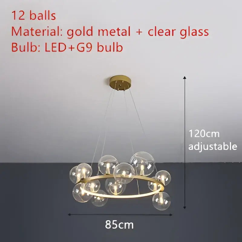 Modern black & gold branching bubbles chandelier dining room light