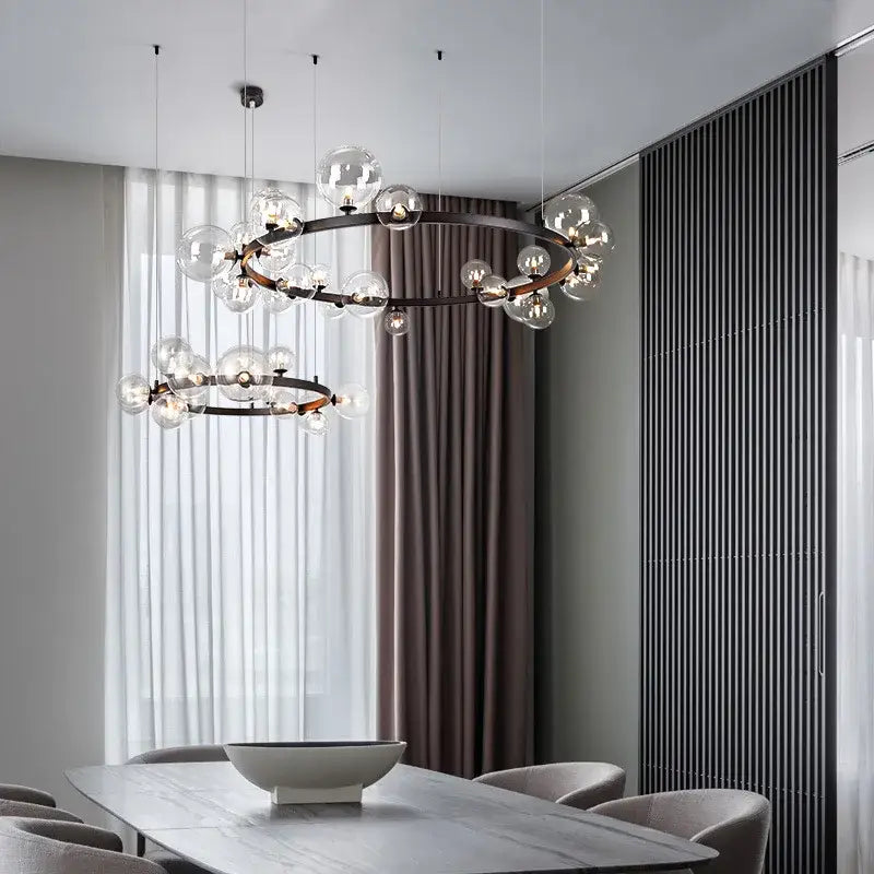 Modern black & gold branching bubbles chandelier dining room light