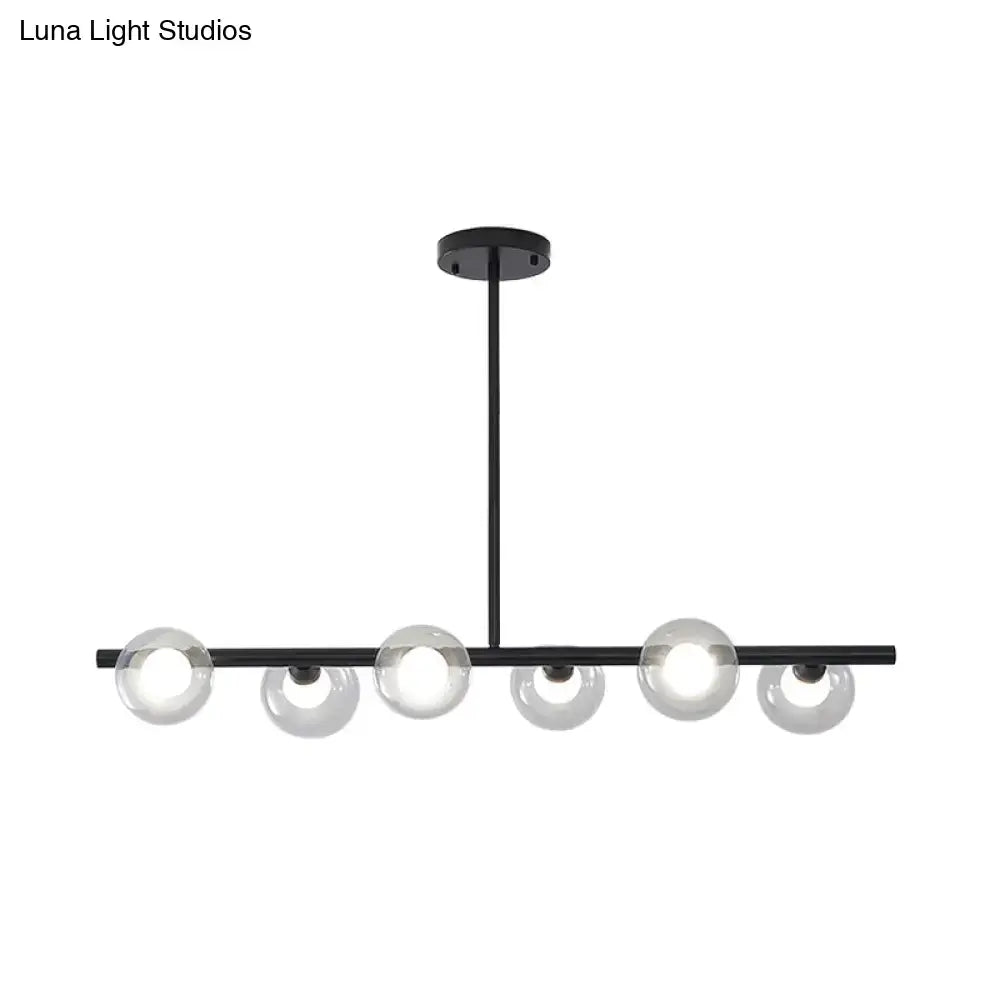 DecorBites™ Modern Bubble Clear Glass Island Ceiling Light - 5/6 Lights Black/Gold Finish - Dining Room Pendant Fixture
