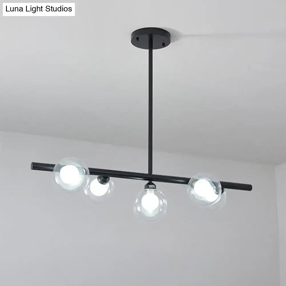 DecorBites™ Modern Bubble Clear Glass Island Ceiling Light - 5/6 Lights Black/Gold Finish - Dining Room Pendant Fixture