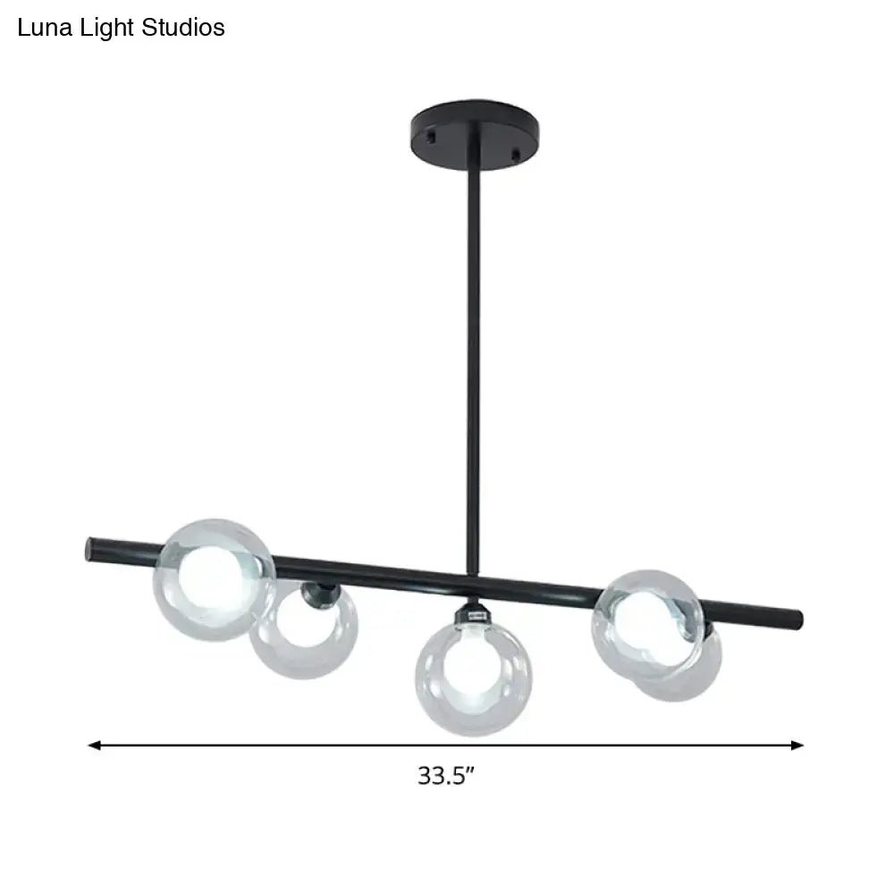 DecorBites™ Modern Bubble Clear Glass Island Ceiling Light - 5/6 Lights Black/Gold Finish - Dining Room Pendant Fixture
