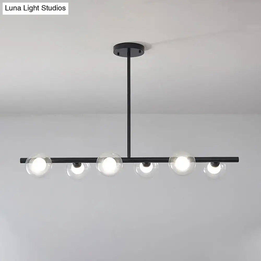 DecorBites™ Modern Bubble Clear Glass Island Ceiling Light - 5/6 Lights Black/Gold Finish - Dining Room Pendant Fixture