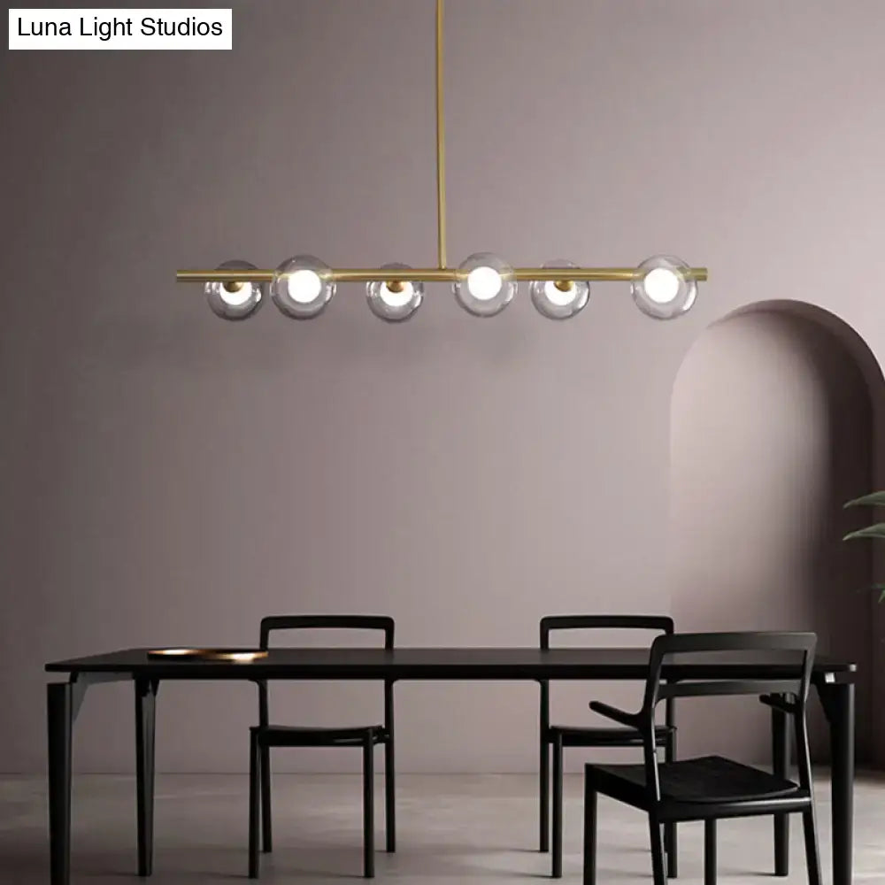 DecorBites™ Modern Bubble Clear Glass Island Ceiling Light - 5/6 Lights Black/Gold Finish - Dining Room Pendant Fixture