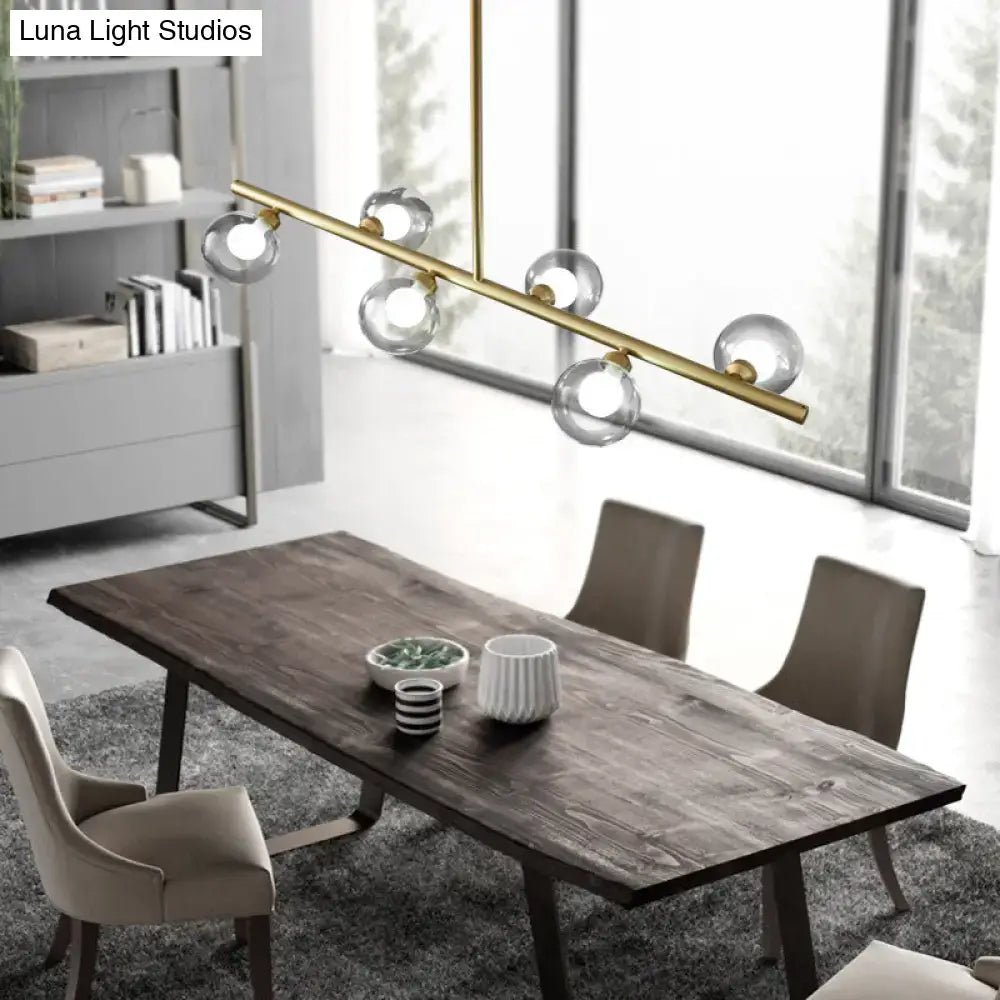 DecorBites™ Modern Bubble Clear Glass Island Ceiling Light - 5/6 Lights Black/Gold Finish - Dining Room Pendant Fixture