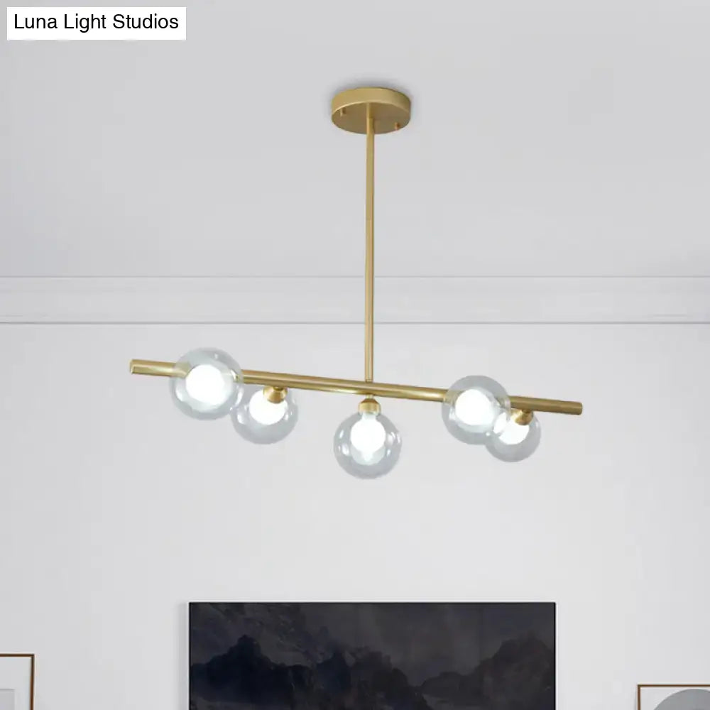 DecorBites™ Modern Bubble Clear Glass Island Ceiling Light - 5/6 Lights Black/Gold Finish - Dining Room Pendant Fixture