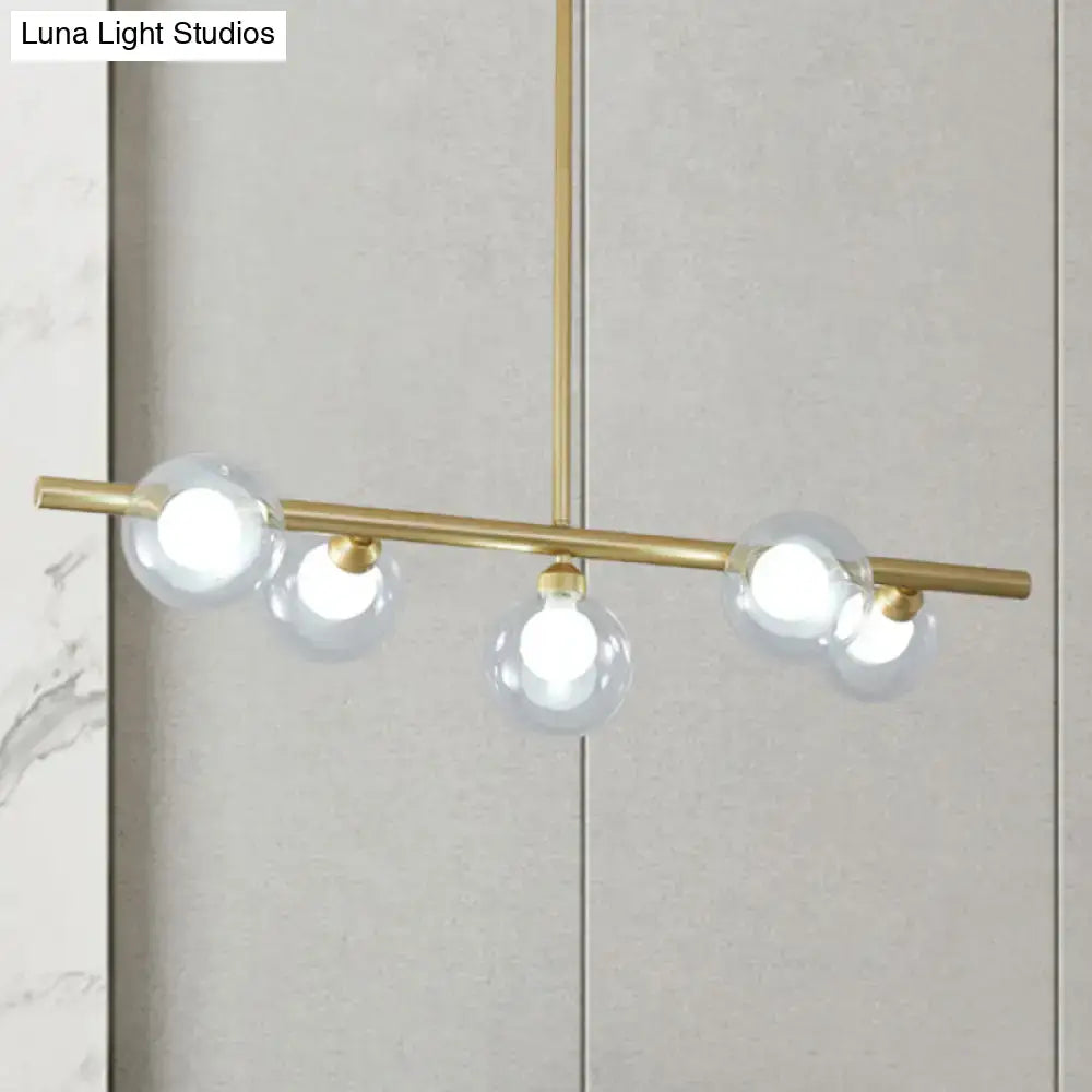 DecorBites™ Modern Bubble Clear Glass Island Ceiling Light - 5/6 Lights Black/Gold Finish - Dining Room Pendant Fixture