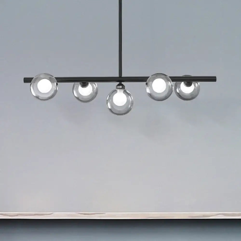 DecorBites™ Modern Bubble Clear Glass Island Ceiling Light - 5/6 Lights Black/Gold Finish - Dining Room Pendant Fixture