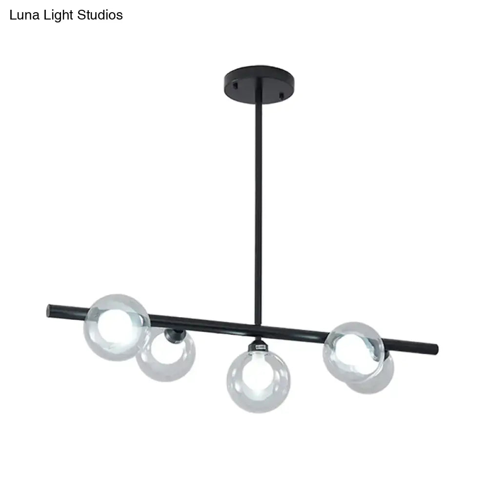 DecorBites™ Modern Bubble Clear Glass Island Ceiling Light - 5/6 Lights Black/Gold Finish - Dining Room Pendant Fixture