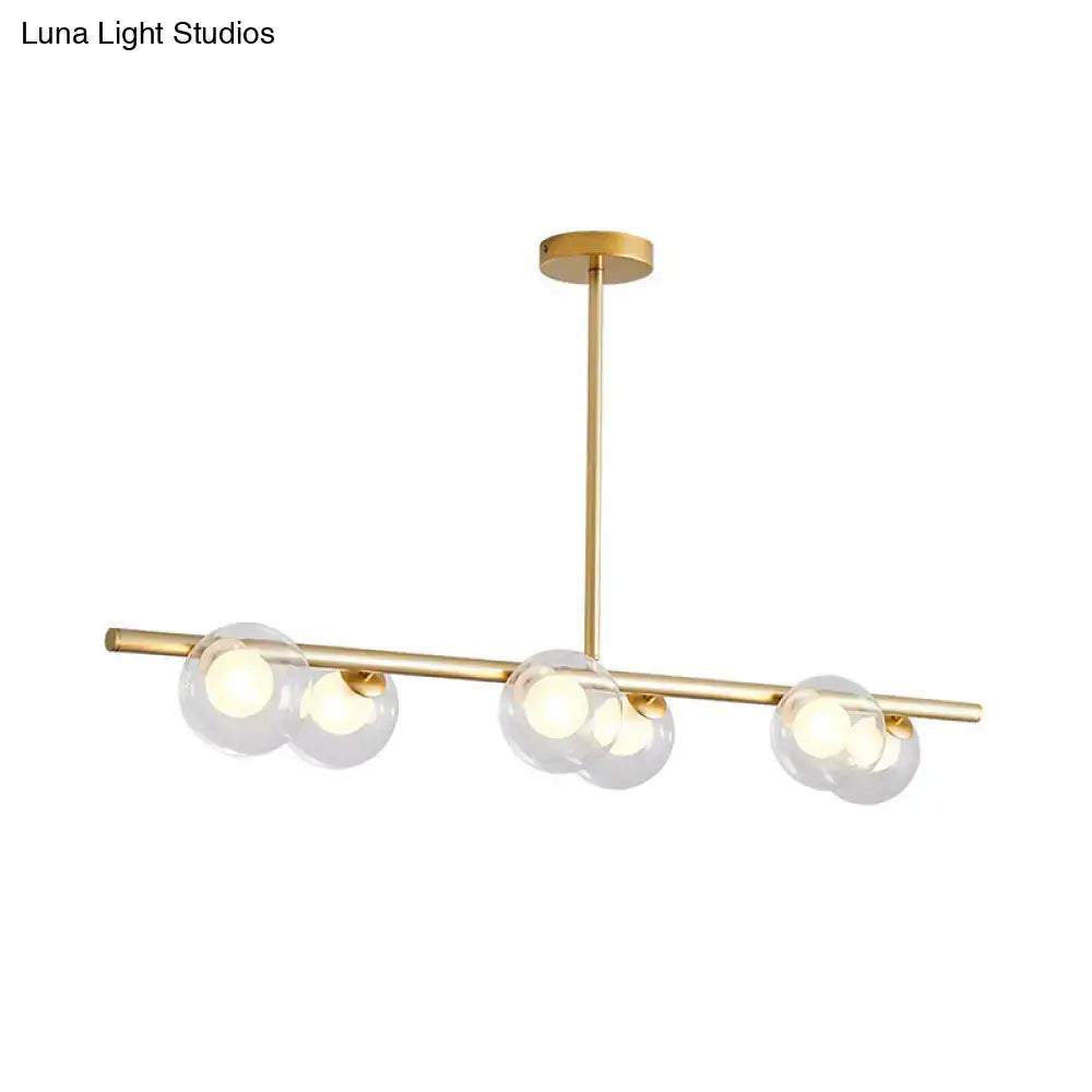 DecorBites™ Modern Bubble Clear Glass Island Ceiling Light - 5/6 Lights Black/Gold Finish - Dining Room Pendant Fixture