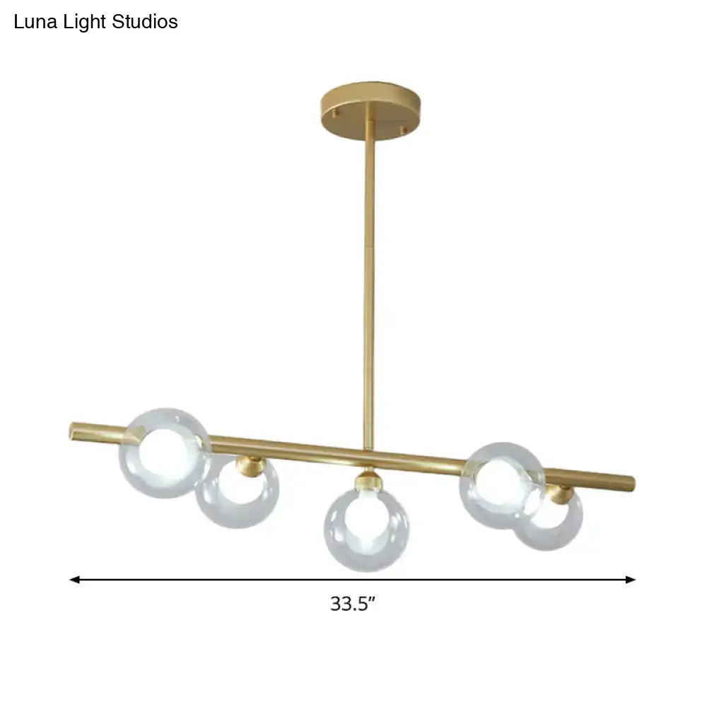 DecorBites™ Modern Bubble Clear Glass Island Ceiling Light - 5/6 Lights Black/Gold Finish - Dining Room Pendant Fixture
