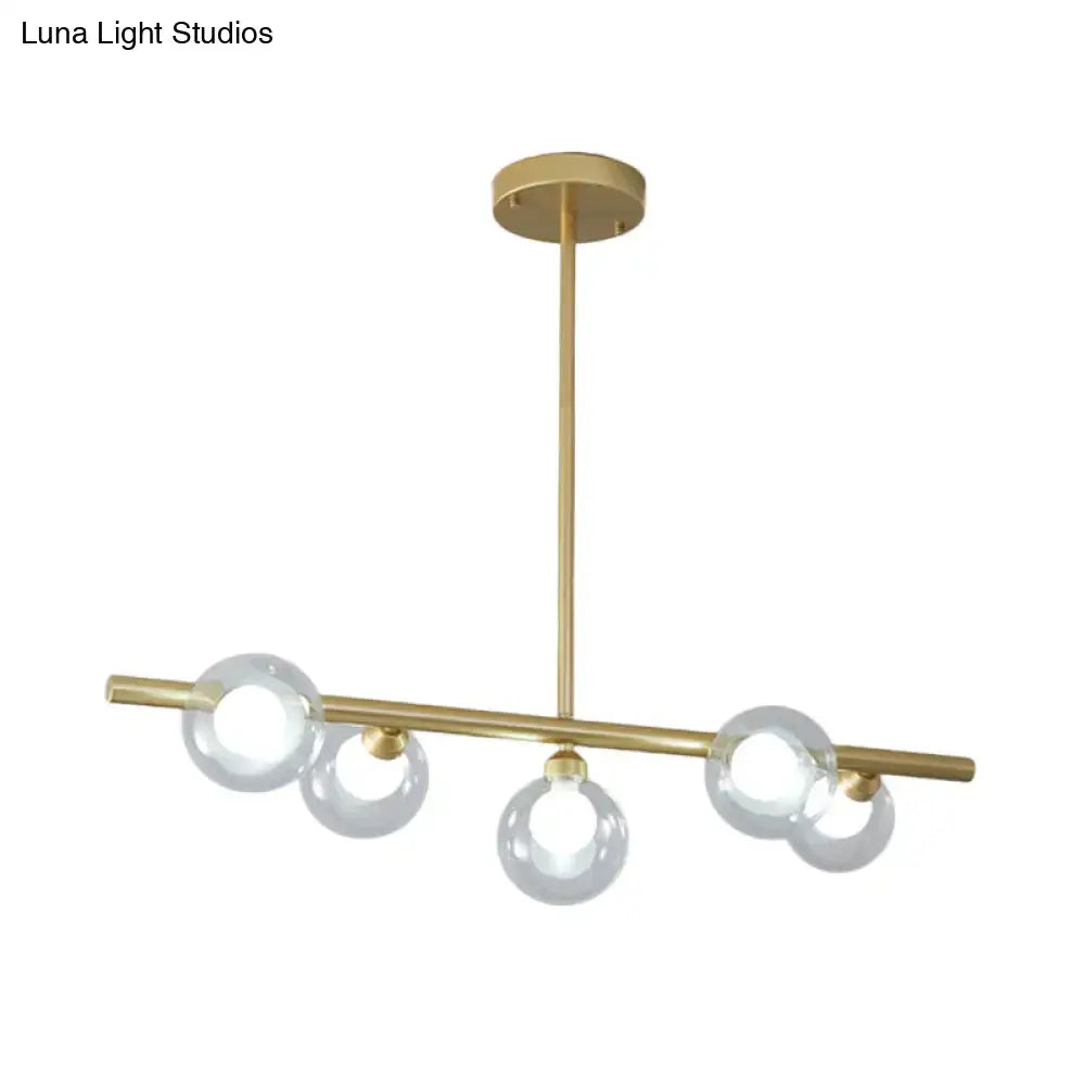 DecorBites™ Modern Bubble Clear Glass Island Ceiling Light - 5/6 Lights Black/Gold Finish - Dining Room Pendant Fixture