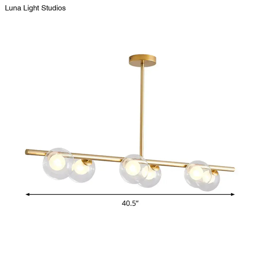 DecorBites™ Modern Bubble Clear Glass Island Ceiling Light - 5/6 Lights Black/Gold Finish - Dining Room Pendant Fixture