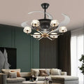 Modern black & gold chandelier ceiling fan with remote bedroom light
