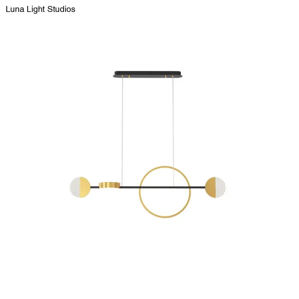 DecorBites™ Contemporary Gold LED Pendant Light for Dining Room - Circle Metal Island Ceiling Lighting