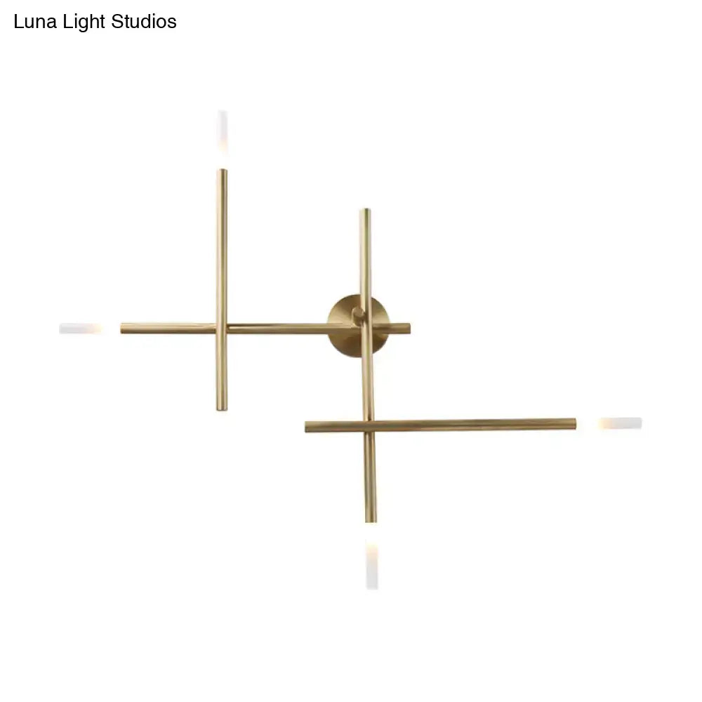 DecorBites™ Contemporary Black/Gold Metallic Wall Light with LED Crossed Lines