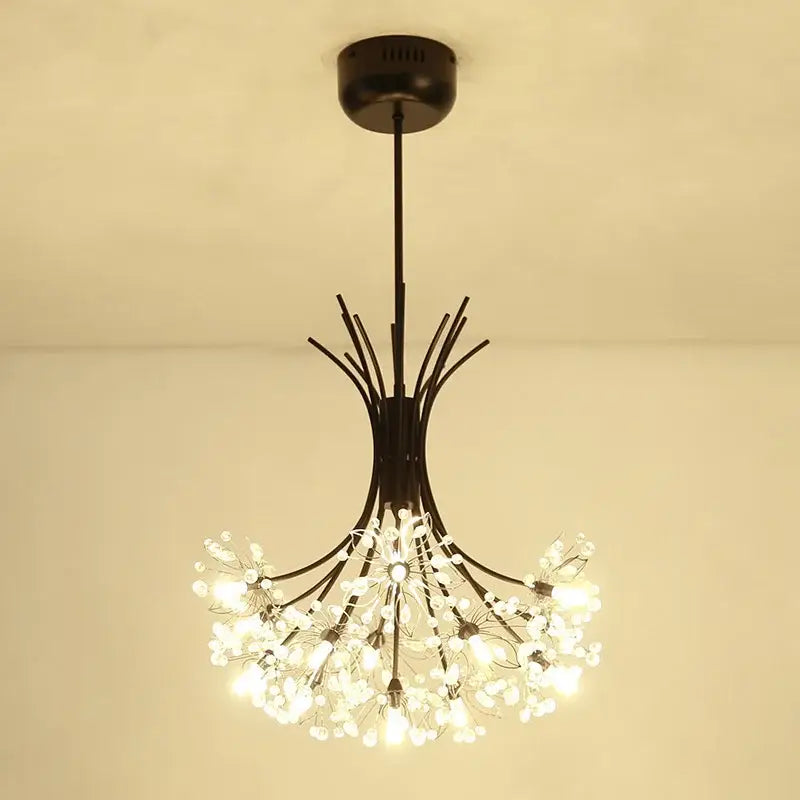 Modern black & gold crystal bouquet pendant light dining room