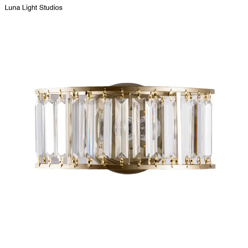 Modern black & gold crystal half cylinder wall sconce bedroom light