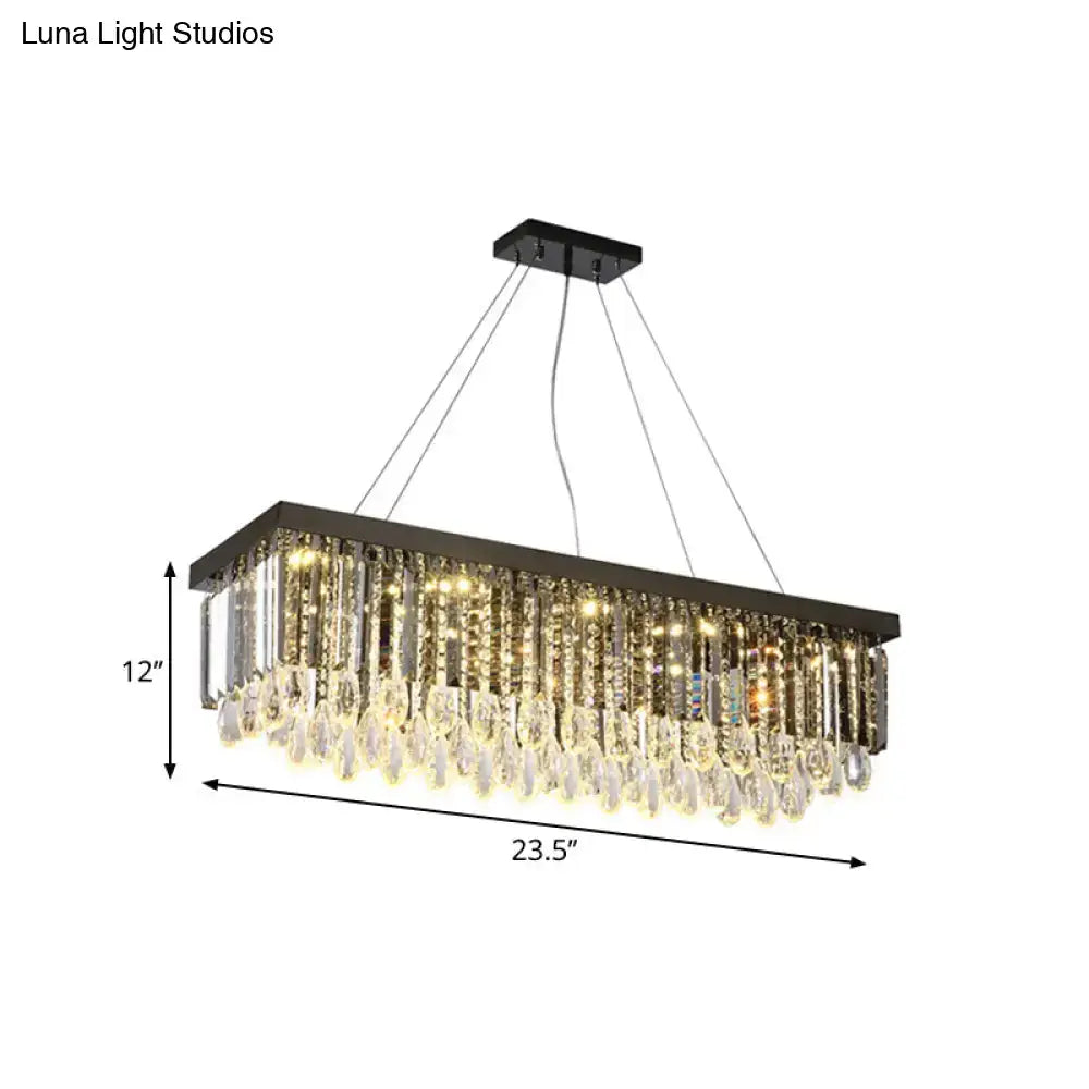 Modern black & gold crystal island pendant light dining room