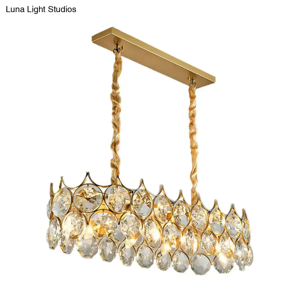 DecorBites™ Modern Black/Gold Pendant Lighting Fixture with Crystal Prism Shade - 8-Bulb Dining Room Island Light