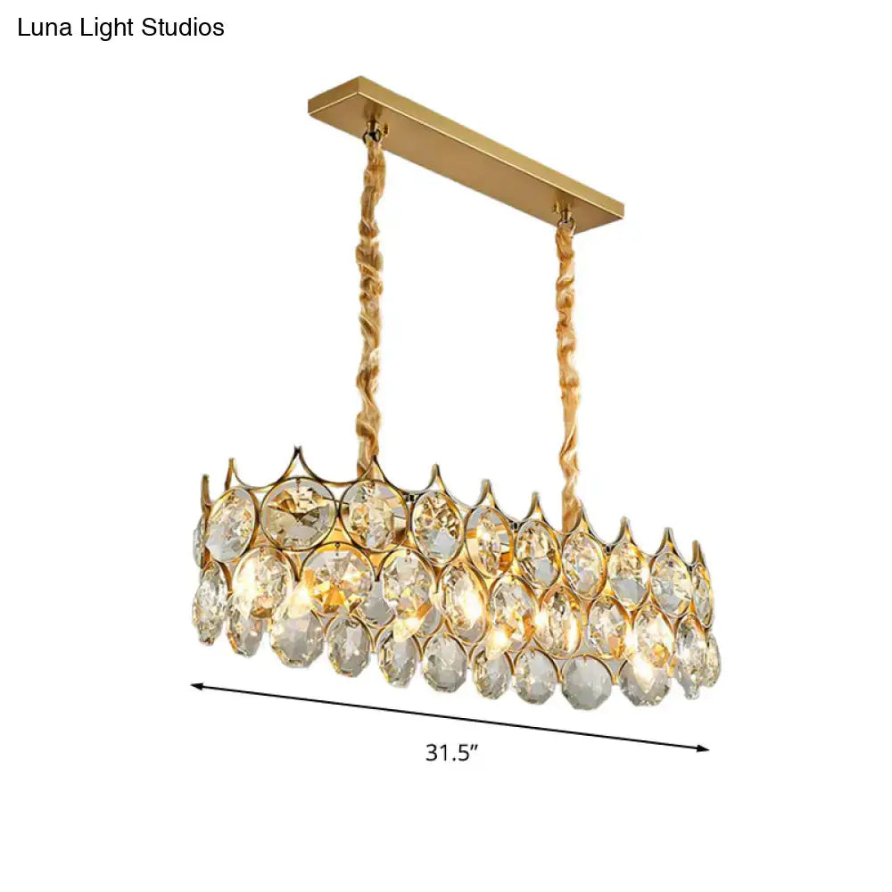 DecorBites™ Modern Black/Gold Pendant Lighting Fixture with Crystal Prism Shade - 8-Bulb Dining Room Island Light
