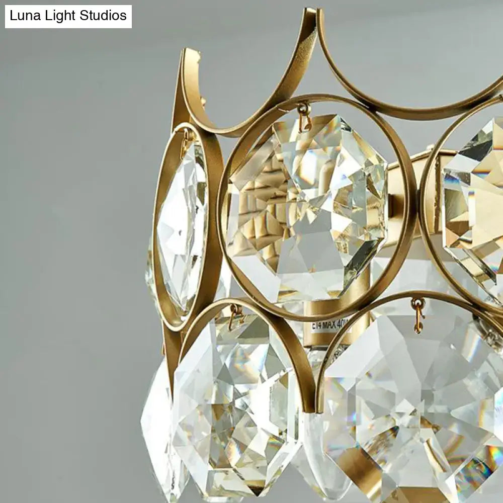 DecorBites™ Modern Black/Gold Pendant Lighting Fixture with Crystal Prism Shade - 8-Bulb Dining Room Island Light