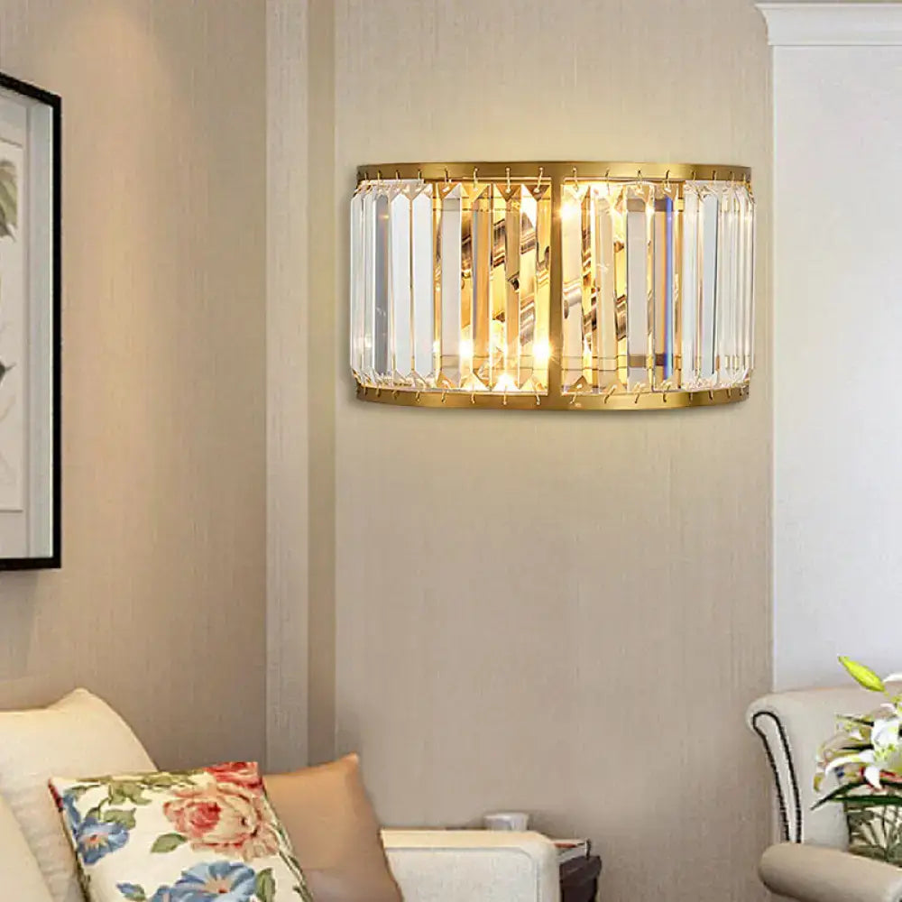Modern black & gold crystal wall sconce bedroom 16 inch fixture